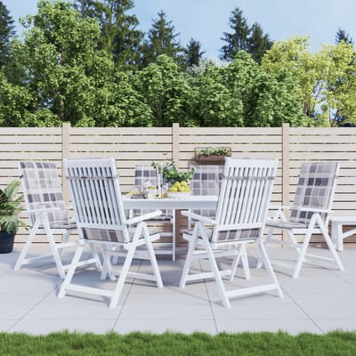 vidaXL - Tuinstoelkussens - 6 - st - 120x50x3 - cm - stof - ruitpatroon - grijs
