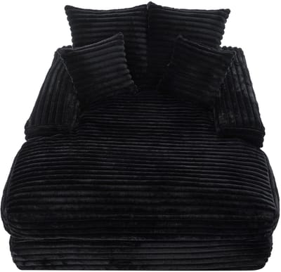 Luxe Cord Bank, modern design, 4 kussens, ultra zacht & multifunctionele slaapbank, zonder montage direct te gebruiken als bank of bed, ruimtebesparend voor woonkamer, appartement, zwart