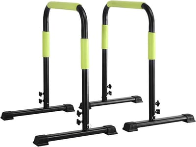 Dip Station - Dip Bar Krachttraining - Thuistraining Kracht - In Hoogte Verstelbaar - 120 kg Draagvermogen - Groen