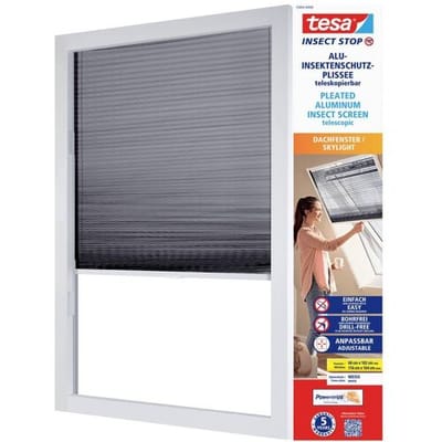 tesa INSECT STOP Pleated Alumium Insect Screen For Roof Windows - plissé hor voor dakramen, montage zonder boren, wit