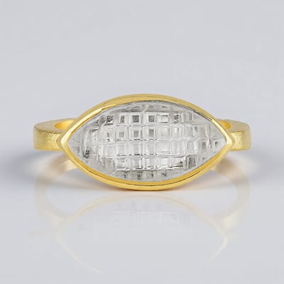 Cavill - Zilveren ring verguld - 925 Sterling Zilver - Witte kwarts 2,74 ct - Fancy Marquise slijpsel - Statement ring elegant