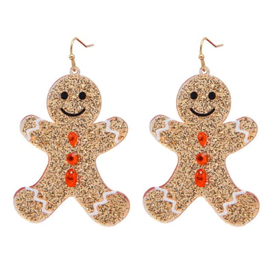 Marama - oorbellen Koekenmannetjes - kerst oorhangers - damesoorbellen - glinsterend - nikkelvrij - gemberpoppetjes