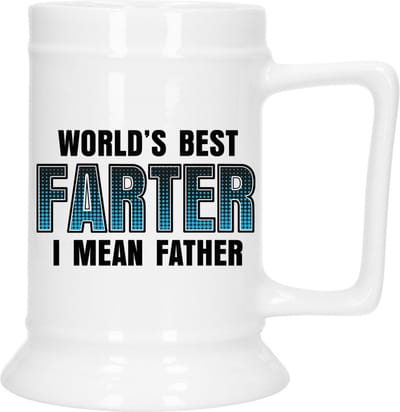 Bellatio Decoration Cadeau Bierpul voor papa - blauw - beste vader - keramiek - 530 ml - Vaderdag