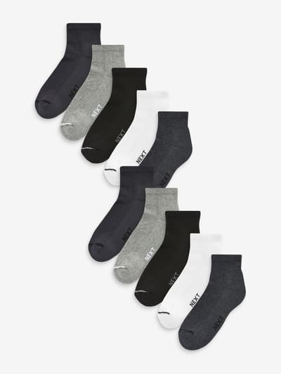 Next - Heren - Set van 10 paar halfhoge sneakersokken met demping - Zwart