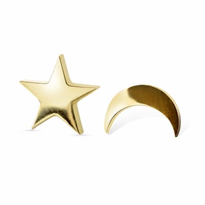 Amberz Ster en Maan oorbellen - Gold Plated - Oorringen halve maan en ster - RVS