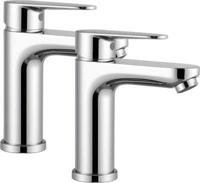 CECIPA Max Wastafelkraan - 2 Set - Badkamerkraan - Ééngreeps bediening - Wastafelmengkraan - Watervalkraan - RVS - Waterbesparend - Zilver