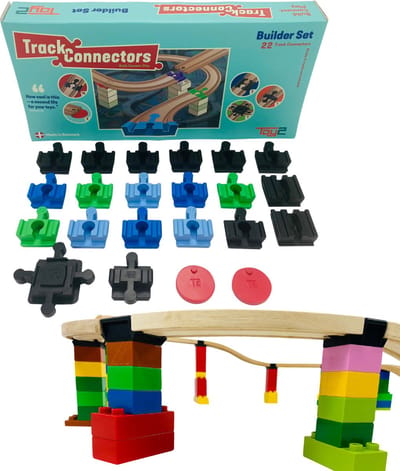 Builder Set Medium - 22 Brio Duplo Adapters - Treinbaanonderdelen - Houten Treinbaan - geschikt voor LEGO DUPLO©, HUBELINO, Bandits & Angels, BioBuddi, Hape, BRIO©, IKEA