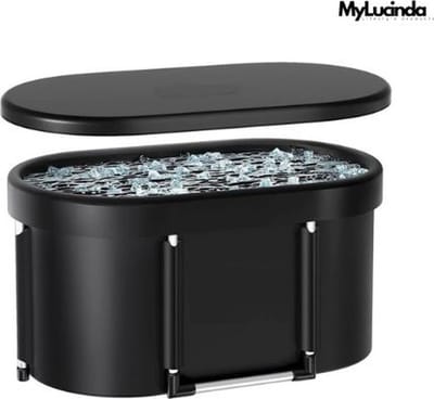 MyLucinda® - Professioneel IJsbad voor Atleten 115 cm - Opvouwbare Badkuip - Draagbaar voor Binnen- en Buitengebruik - Zwart