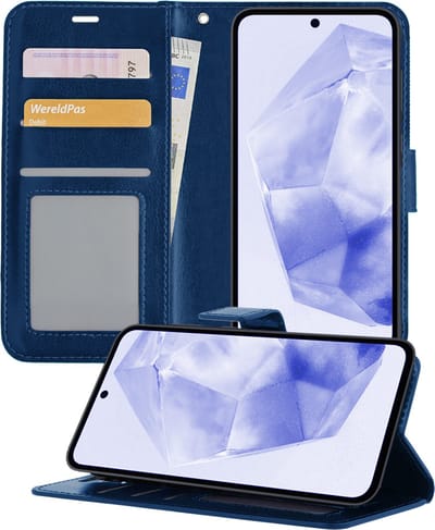 Hoesje - Geschikt voor Samsung Galaxy A35 - Luxe Bookcase - Walletcase Hoes - Portemonnee - Cover - Telefoonhoes - Donkerblauw