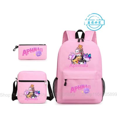 Aphmau Rugzak Student Mochila Schooltas Etui Schoudertas 3-delige Set Mode Meisjes Jongens Spel Cartoon Schooltas Cadeau 16 inches
