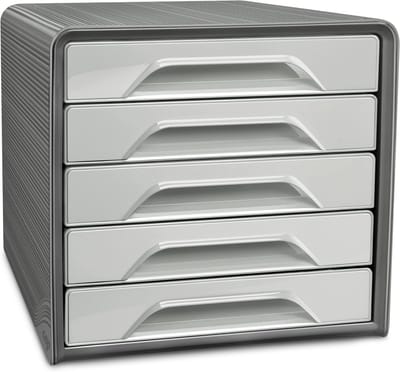 Documenten Opbergunit - Ladenblok - Bureau Organisatie - Robuuste Eénstuk Constructie - 5 Laden - Donkergrijs Lichtgrijs