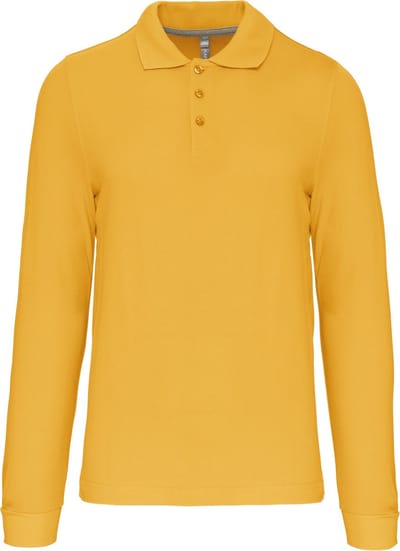 Herenpoloshirt met knopen en lange mouwen Geel - 3XL