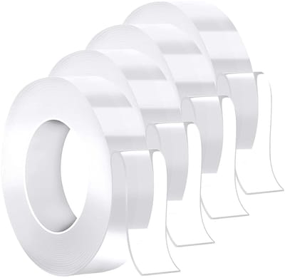 4 Rollen Dubbelzijdige Lijmtape, Extra Sterk en Nano-Transparant, Wasbaar en Multifunctioneel voor Diverse Toepassingen