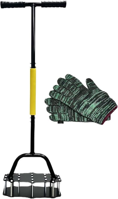 Gazonbeluchter Handmatig - Bodemverluchter Tuin - Bodem Verbeteren - Zelfreinigend 17 Stalen Prikkers - 100x30x12 cm - Zilver