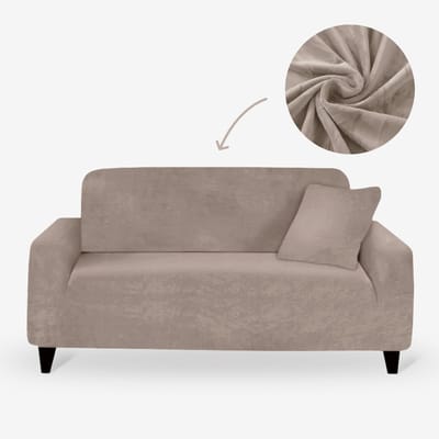 BankhoesDiscounter Velvet Voorgevormde Bankhoes – M1 (80-130cm) – Champagne – Sofa Cover – Bankbeschermer – Bankhoes Stretch
