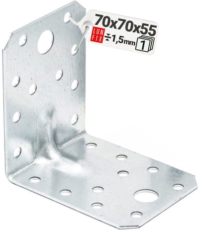 LUN FIX - Hoekverbinder - 70 mm x 70 mm x 55 mm - verzinkt - houtverbinder