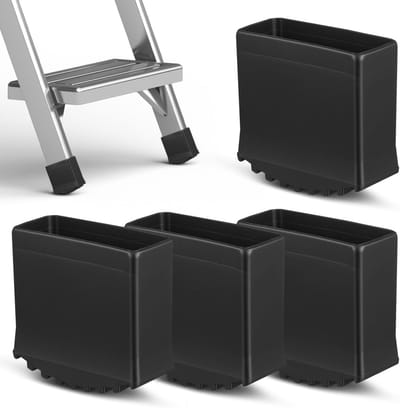 4 Stuks Rubberen Ladder Voeten - Telescopische Ladder Voeten Afdekking en Verlenger - Ideaal voor Huishoudelijk en Industrieel Gebruik (Zwart) 2.5 x 6.3 cm