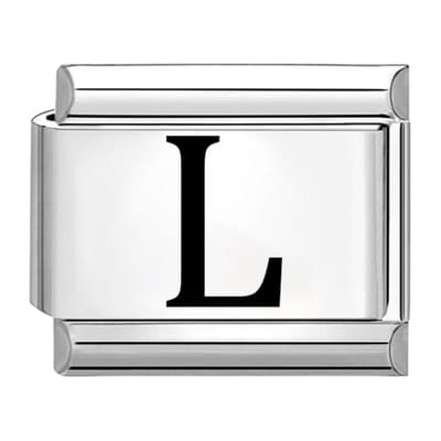 Quiges - Schakel - Bedel - 9mm - charms - Laser alfabet - letter L - Geschikt voor - armband - Schakelarmband - italy bedels armband