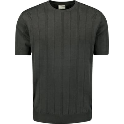 No Excess Pullover Short Sleeve Crewneck Dropneedle Stripes Dark Steel Size: M | Sweaters Outlet | Heren | Grijs
