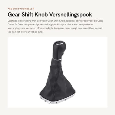 Dailygoods- Versnellingspookknop PU Leer - Pookknop - Versnellingspook Hoes - Opel Corsa D - Zwart/Zilver - Afmetingen 16.5 x 13 x 26.5 cm
