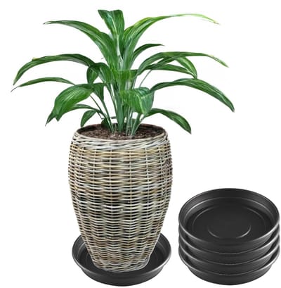 Hega Hogar Planten onderschaal - 5x - antraciet - 43 cm - kunststof - bloempotonderzetter - plantenschaal - tuindecoratie