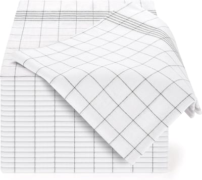 Famanu - Premium set van 10 theedoeken 50x70 cm, gestreept design, grijs