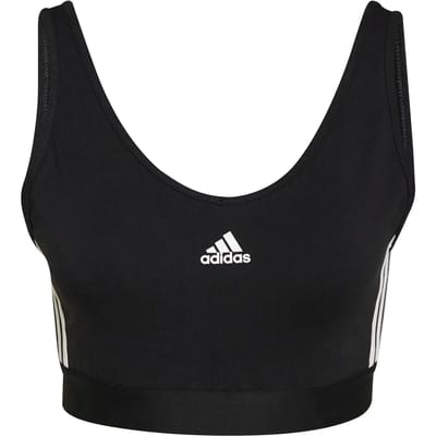 adidas Sportswear Essentials 3-Stripes Croptop met Uitneembare Cups - Dames - Zwart- L