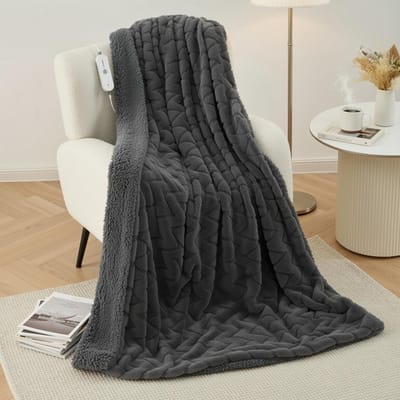 Verwarmde Deken - Elektrische Plaid - Comfort Verwarmen - Dubbelzijdig Materiaal - 130x180cm - Donkergrijs