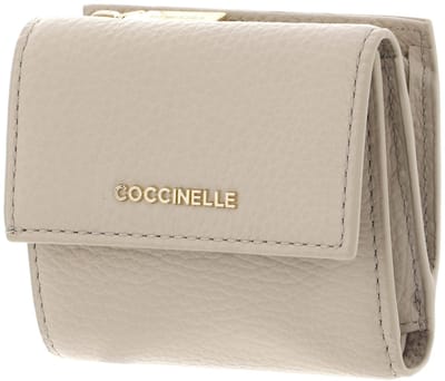 COCCINELLE Leren portemonnee Metallic Soft Wallet Grained Leather Sandshell beige