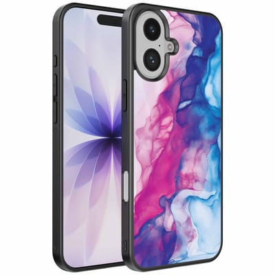 Geschikt voor iPhone 17 Telefoonhoesje met Roze Blauw Marmer Opdruk - TPU Backcover Case Rose Blue Marble Design - Smartphonica geschikt voor iPhone 17