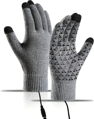 1 Paar WarmTouch USB Oplaadbare Verwarmde Handschoenen – Grijs – 36V – Touchscreen Compatibel – Antislip Stof – Geen Batterij Vereist – Elektrisch Verwarmde Handschoenen voor Buitenactiviteiten