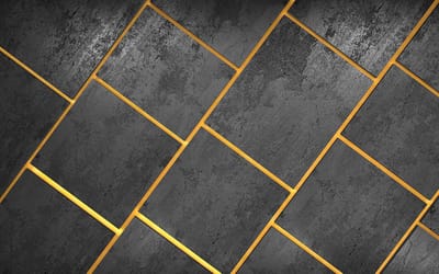 Fotobehang Beton XXL – Geometrisch Industrieel - 368 x 254 cm – grijs-geelgoud