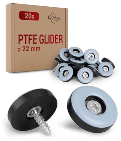 Teflon Glijders voor Meubels - Ø 22 mm, Set van 20 - Bescherming voor Vloeren en Meubels