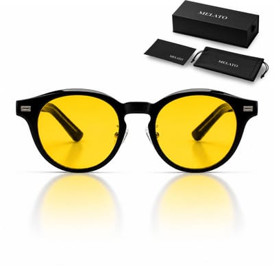 Melato Nox Blauw Licht Bril - Dagbril - 99% Blauwlichtfilter - Computerbril - Gele Lens - UV400 - Premium - Acetaat Frame - ANSI & ISO Gecertificeerd - Wetenschappelijk Getest - Blauwlichtbril - Inclusief Luxe Doos, Pouch & Doekje