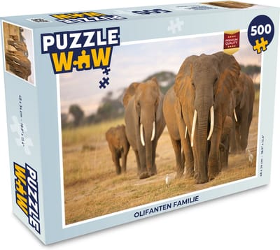 Puzzel Olifanten familie - Legpuzzel - Puzzel 500 stukjes