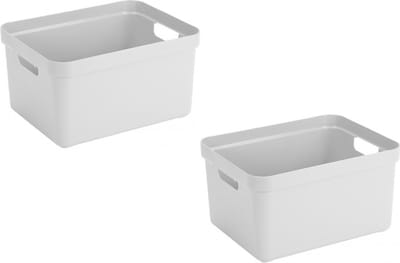 Sunware opbergbox Sigma - 2x stuks - kunststof - 32 liter - wit - opberg dozen/bakken - opbergers - 45 x 35 x 24 cm