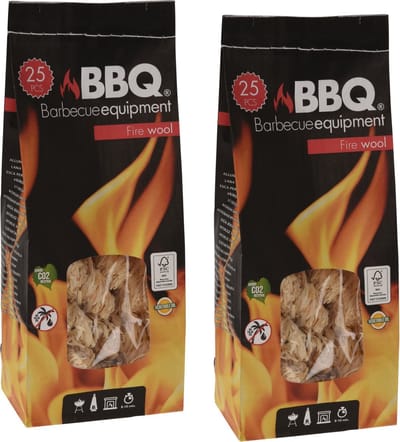 BBQ Collection - Barbecue en vuurkorf aanmaak houtwol krullen - 50x stuks - BBQ aanmaken