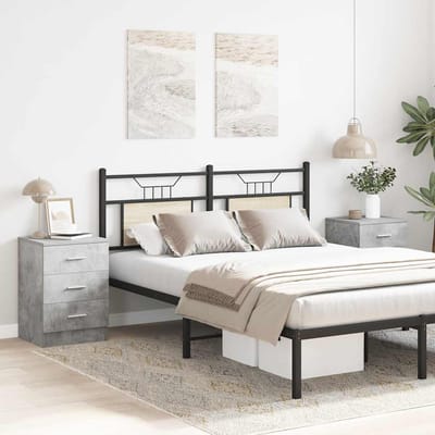 vidaXL - Nachtkastjes - 2 - st - 38x35x56 - cm - bewerkt - hout - betongrijs