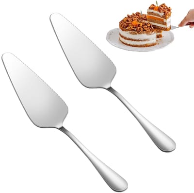 Taartschep van roestvrij staal, 2 stuks, taartschep en taartschep, taartschep met gekartelde randen, voor keuken, restaurant, feest (zilver, 22 cm)