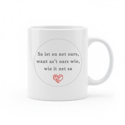 Friese Tekst Mok – “Sa ist en net oars” Quote met Hart Design – 330 ml Keramische Koffiemok Cadeau