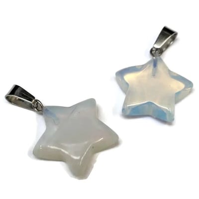 Aramat Jewels | Hangers | Opaliet Natuursteen Ster Hanger | | | |20mm | Staal | Volwassenen | Verkleurd niet