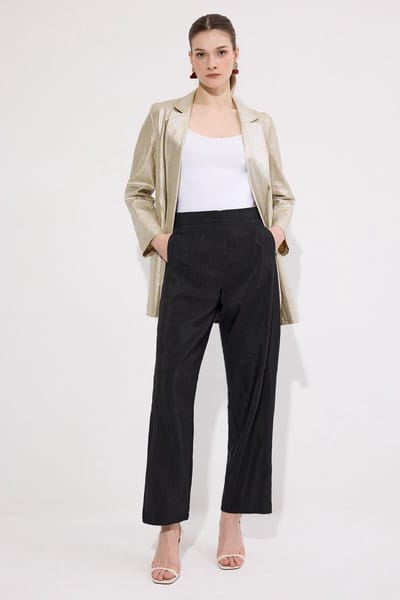 Touché Privé - Cupro broek met wijde pijpen - Zwart - Dames