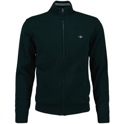 Gant Vest Superfine Lambswool Zip Cardigan Tartan Green / male