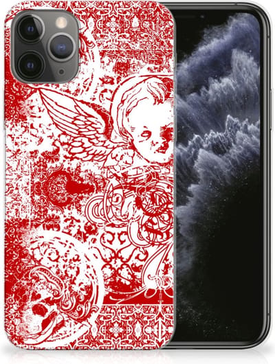 Silicone Back Case Apple iPhone 11 Pro Angel Skull Rood