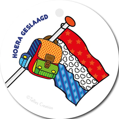 Tallies Cards - kadokaartjes  - bloemenkaartjes - Hoera geslaagd vlag - Popart - set van 5 kaarten - geslaagd - diploma - zwemdiploma - rijbewijs - 100% Duurzaam