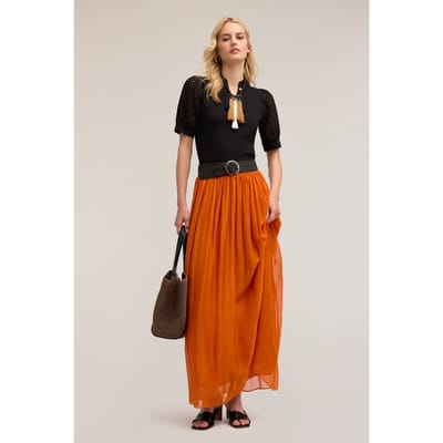 Motivi Long Georgette Skirt Orange Size: XS | Maxi Skirts Outlet | Dames | Oranje
