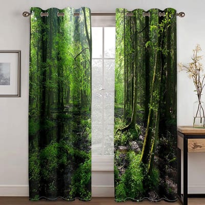 Mooi Rivier Bergen Bos Landschap Schaduw Gordijn Luxe Leefruimte Slaapkamer Ruimte Huis Decoratie Gordijn 2 Panelen 100W130H(CM)40x51in&Grommet Top