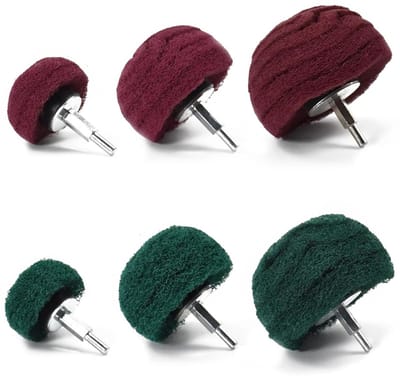 Allecta - Slijpkop voor polijsten, borstels & schuurspons, 6-delig set groen & rood, 1/4 inch handgreep, spruitstuk/aluminium/roestvrij staal/chroom.