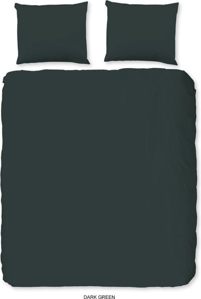 Good Morning dekbedovertrek effen kleur - 1 persoons 140x200/220 cm - Donkergroen - 100% Katoen renforce