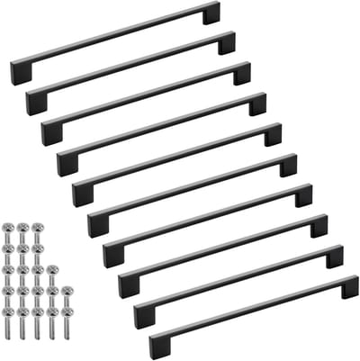 SOTECH 10 stuks meubelgrepen BLACKLINE XII BA 256 mm zwart mat aluminium (lengte 288 mm, breedte 9 mm, hoogte 28 mm) kastdeurgrepen beugelgrepen